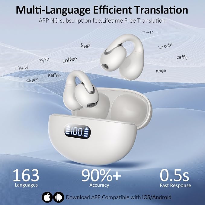 Language Translation Earbuds Real Time, IAMJOY Language Translator Earbuds Open