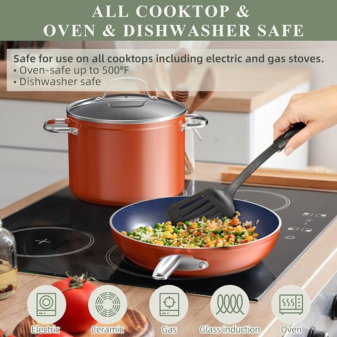 Nuwave Healthy Duralon Blue Ceramic Nonstick Coated 9pc Cookware Set,