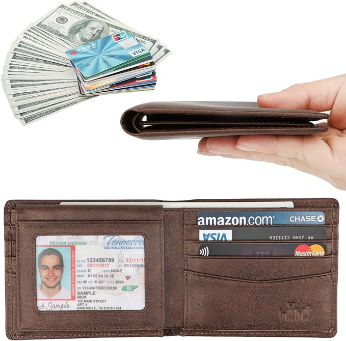 Wallet for Men-Genuine Leather RFID Blocking Bifold Stylish Wallet