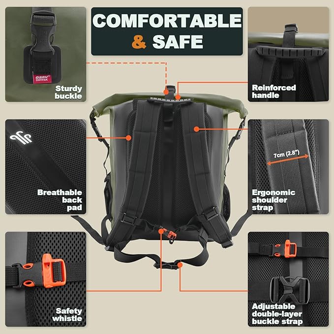 Waterproof Backpack Dry Bag 35L/55L/85L – Heavy Duty Roll-Top Hiking Backpack