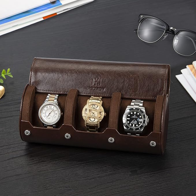 Watch Roll Travel Case: 3 Slot Watch Box Organizer