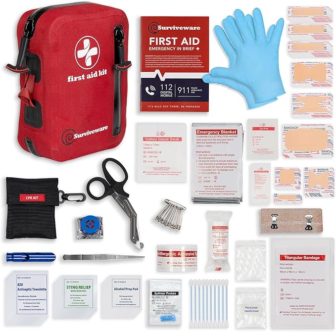 Surviveware 98-Piece Waterproof Premium First Aid & Survival Kit