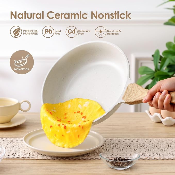SENSARTE Nonstick Ceramic Frying Pan Skillet, 12.5 Inch Omelet Pan, Healthy Non