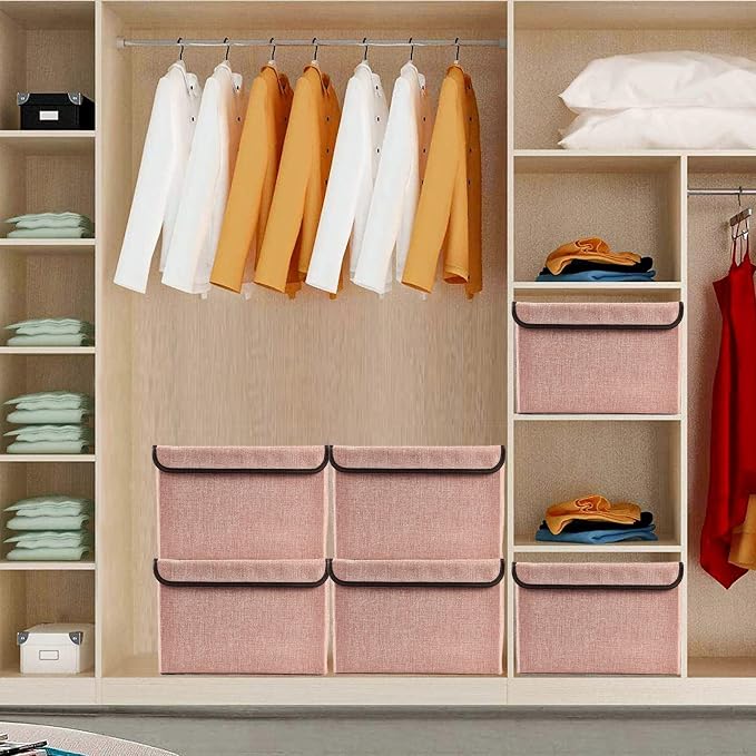 Linen Fabric Foldable Storage Cube Bin Organizer Basket