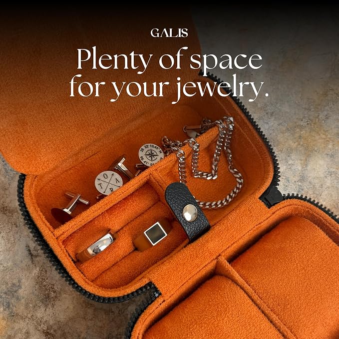 Galis Luxury Watch Case for Men High End Portable 2-Slot Watch Holder and Watch
