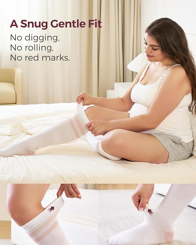 Momcozy Compression Socks for Women Wide Calf, 15-20mmHg Knee High Support