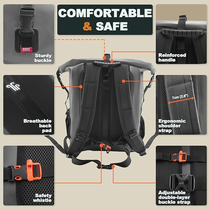 Waterproof Backpack Dry Bag 35L/55L/85L – Heavy Duty Roll-Top Hiking Backpack