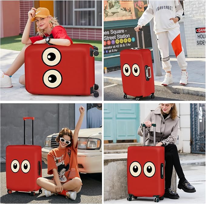 ANNA QUEEN Funny Cartoon Eyes Luggage Cover, Travel Suitcase Cover