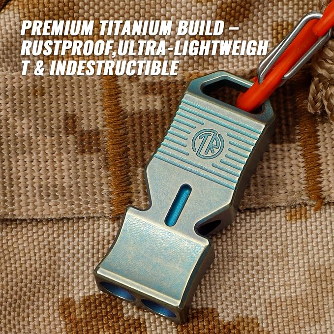 TACRAY Titanium Emergency Survival Whistle, Portable Necklace Whistle, Loud