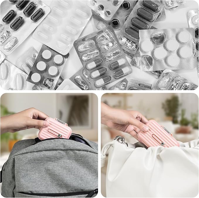 Travel Pill Organizer Box with Medicine Labels, Daily Medication Organizer