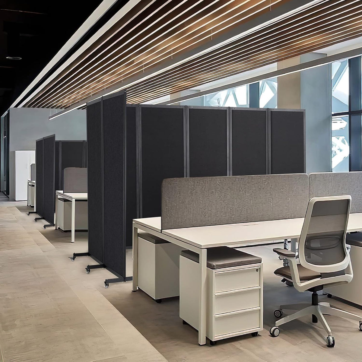 Room Partition,Office Divider,Portable Commercial Screen Dividers,Privacy Partition Separator,Classroom School Dividers, 12'7"L* 6'7"H,6 Panel,Black