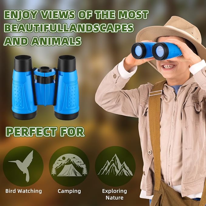 Wettarn 24 Pack Kid Mini Compact Binocular Compass Magnifying Glass Set