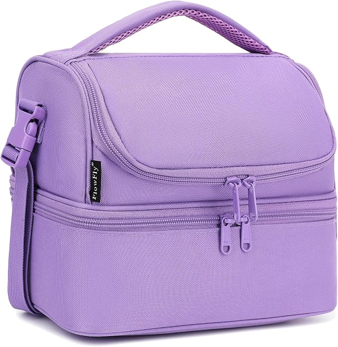 FlowFly Double Decker Cooler Insulated Lunch Bag Large Tote