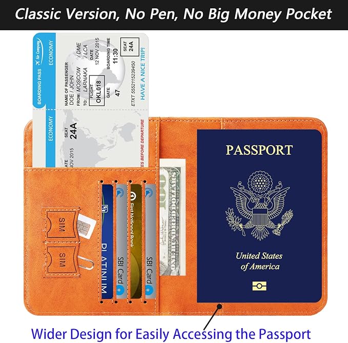 Passport Holder Cover Wallet Travel Essentials RFID Blocking Leather Card Case
