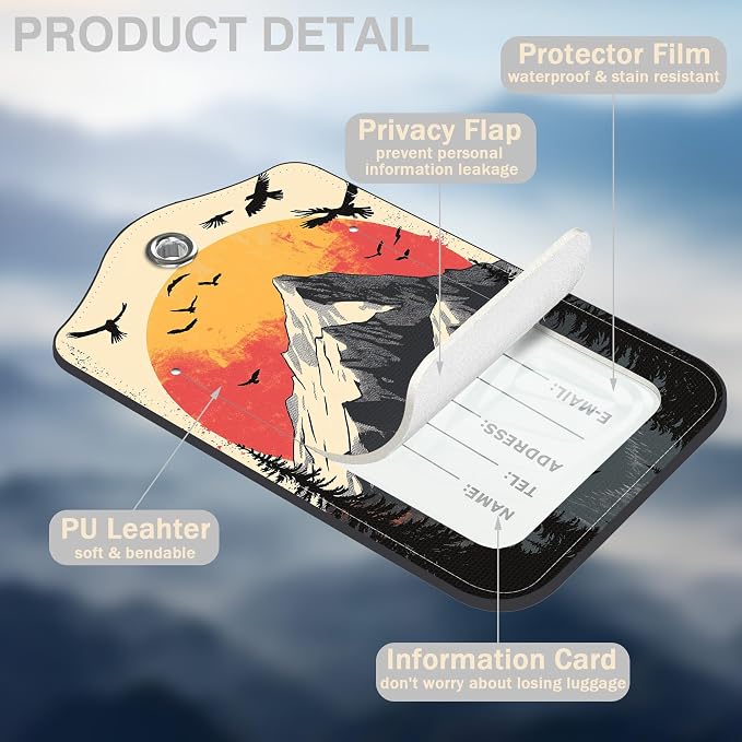 2 Pcs Mountain at Sunset Luggage Tags