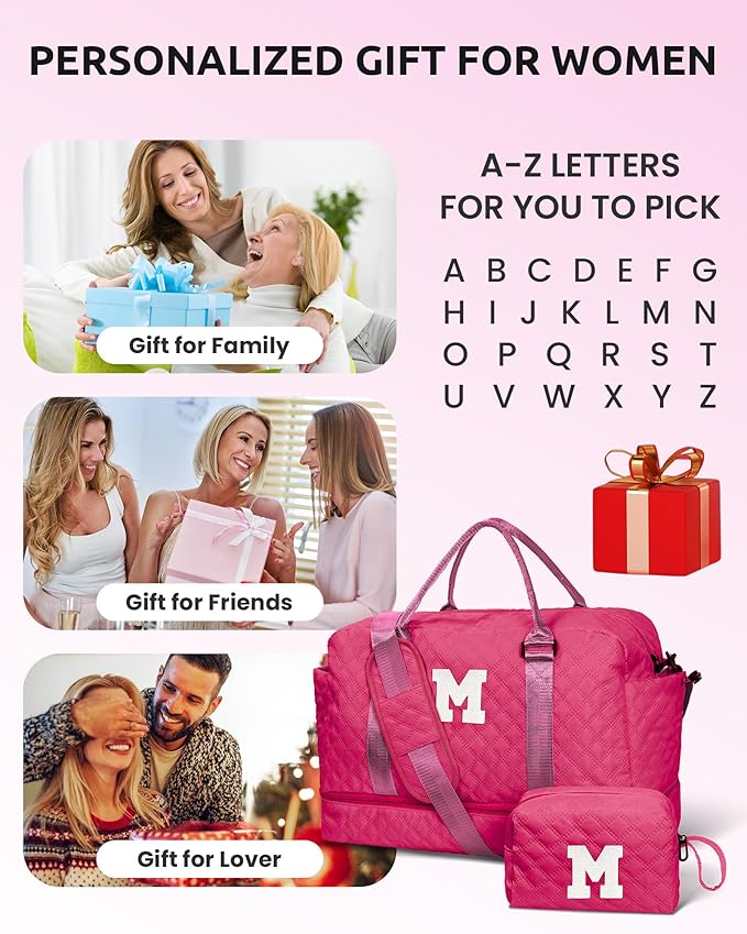 Womens Gifts for Birthday-Initial Travel Bag