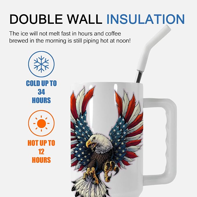 sweet grain 40 oz Sublimation Tumbler with Handle and Straw(20 Pack) Stainless Steel Double Wall Vacuum Insulated Travel Mug Cup Tumblers Bulk Sublimation Blank - White