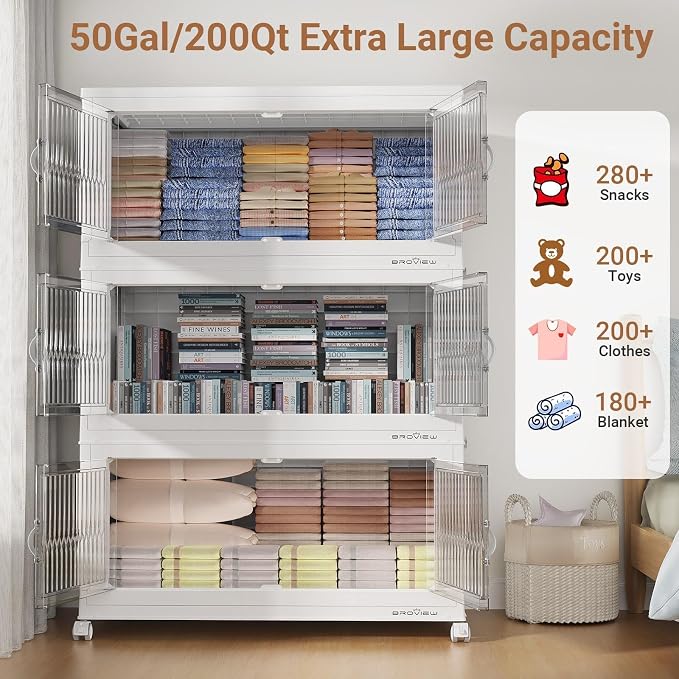 BROVIEW 600Qt Extra Large Stackable Storage Bins