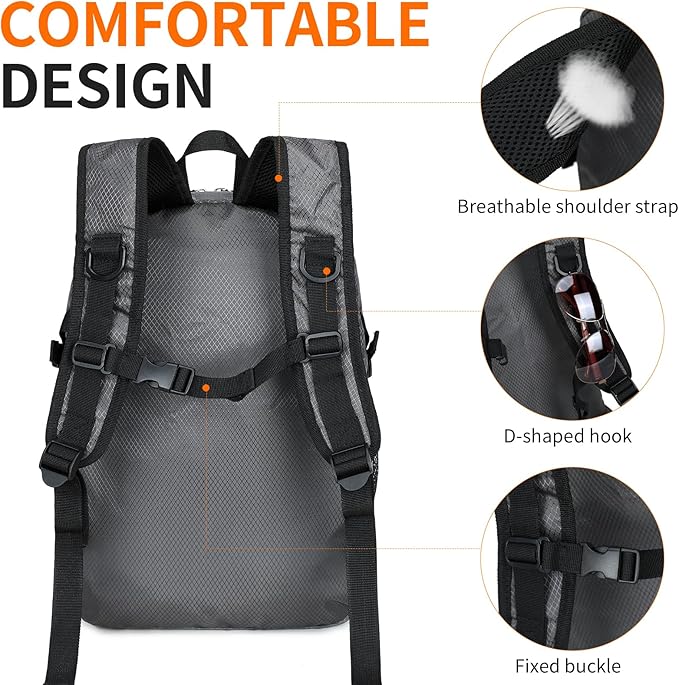 Hiking Daypack, 30L Waterproof Hiking Backpack Packable Lightweight Travel Day