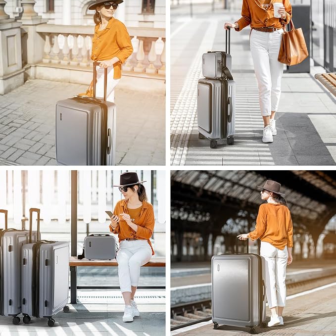Hard Shell Luggage Sets with Spinner Wheels 4 Piece, Expandable Large Suitcases
