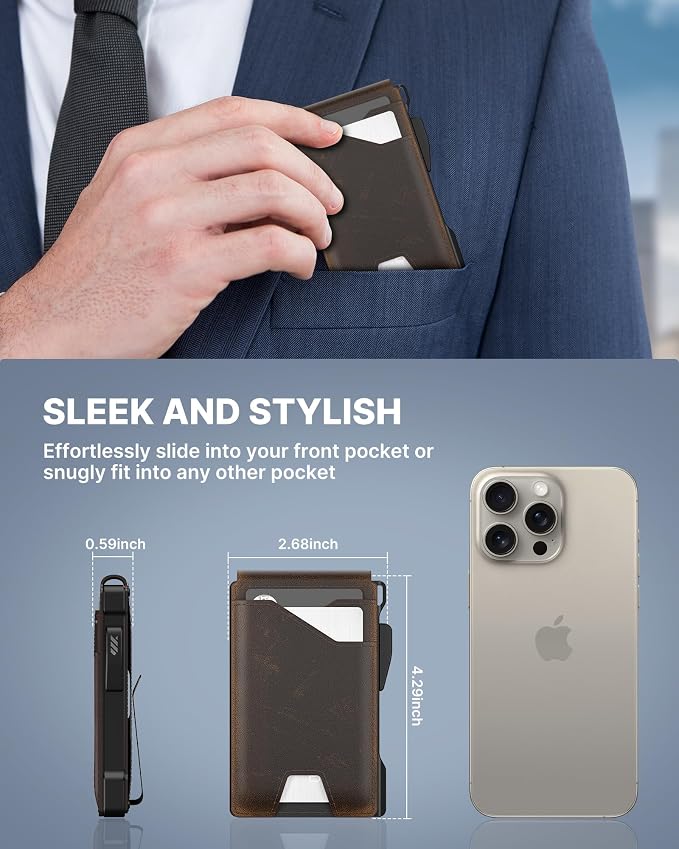 typecase Tactical Wallet for Men Card Holder: Pop Up Card Case, Full Grain