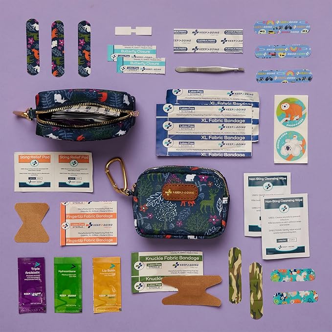 KeepGoing Small Travel First Aid Kit Kids – 60 Pc. Mini First Aid Kit