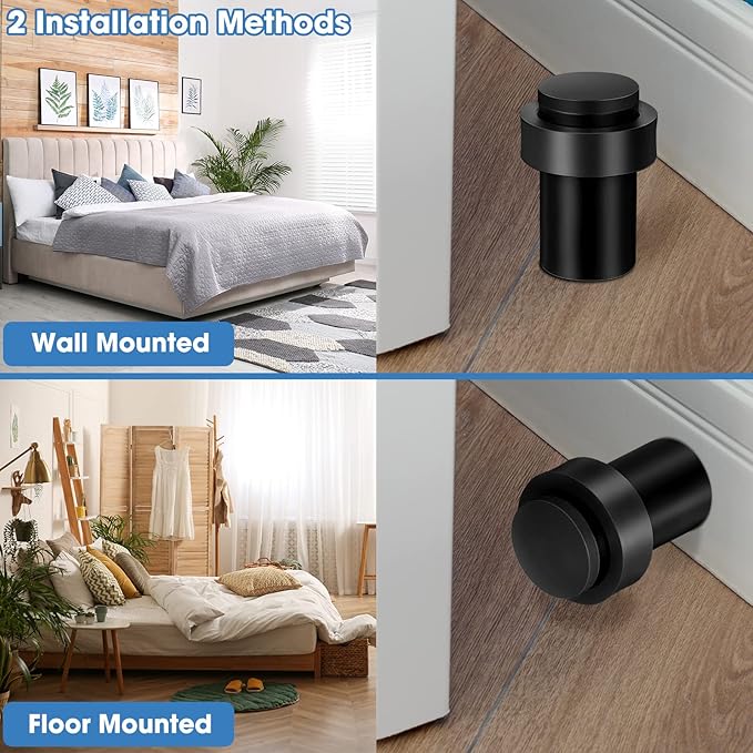 Chumia 10 Pcs Door Stopper Mounted Floor Stops Stainless Steel Cylindrical