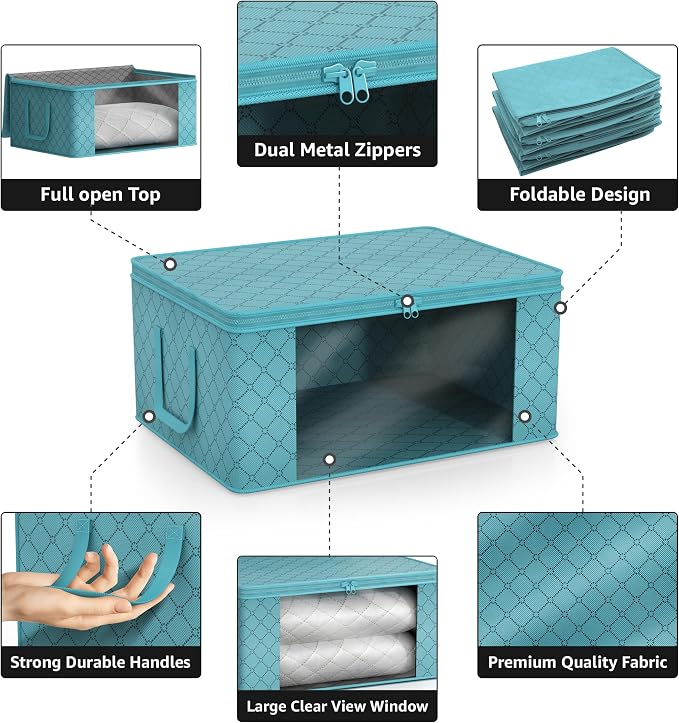 Sorbus Foldable Storage Bag Organizers, Large Clear Window & Carry Handles