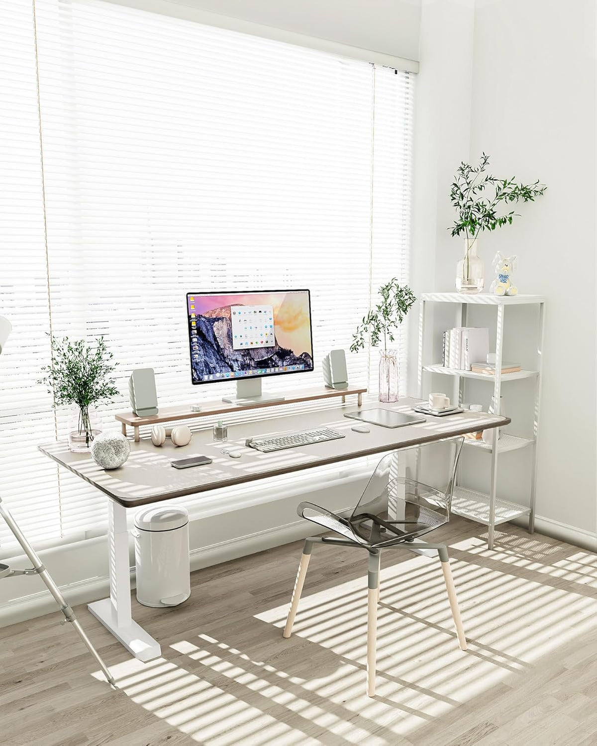 YSAGi Non-Slip Leather Desk Pad XL Size, Waterproof Laptop Computer Desk Keyboard Mat, Table Protector Blotter Mat, Large Mouse Pad for Office/Work/Home/Decor(Apricot Gray, 47.2" x 23.6")-No Band