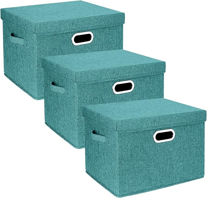 TYEERS Large Storage Bins with Lids, Collapsible, Fabric Storage Boxes