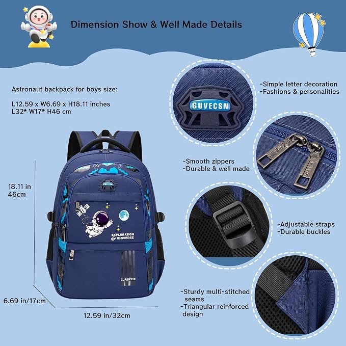 MITOWERMI Astronaut Backpack for Boys School Bags Space Kids Backpack for