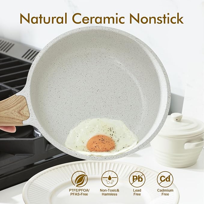 SENSARTE Nonstick Ceramic Frying Pan Skillet, 9.5 Inch Omelet Pan, Healthy Non