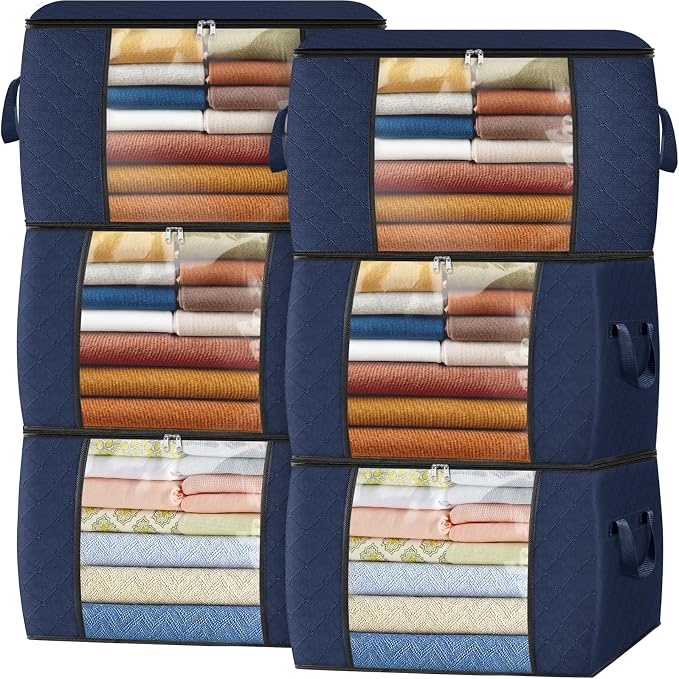 Fab totes 24 Gallons Clothes Storage, Foldable Thick Fabric Blanket Storage Bags