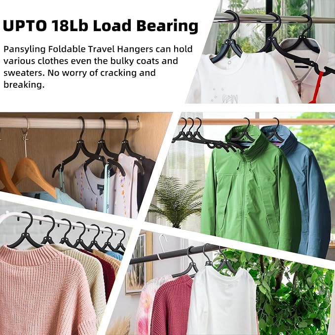 24 Pcs Black Travel Hangers Foldable