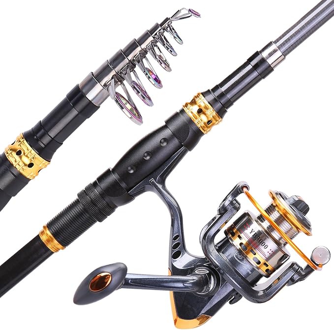 Sougayilang Fishing Rod Reel Combos Carbon Fiber Telescopic Fishing pole