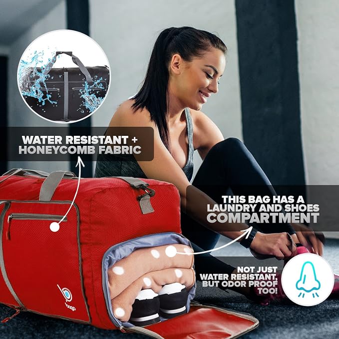 Bago Foldable Duffel Bags for Traveling Women & Men - 60L Medium Packable