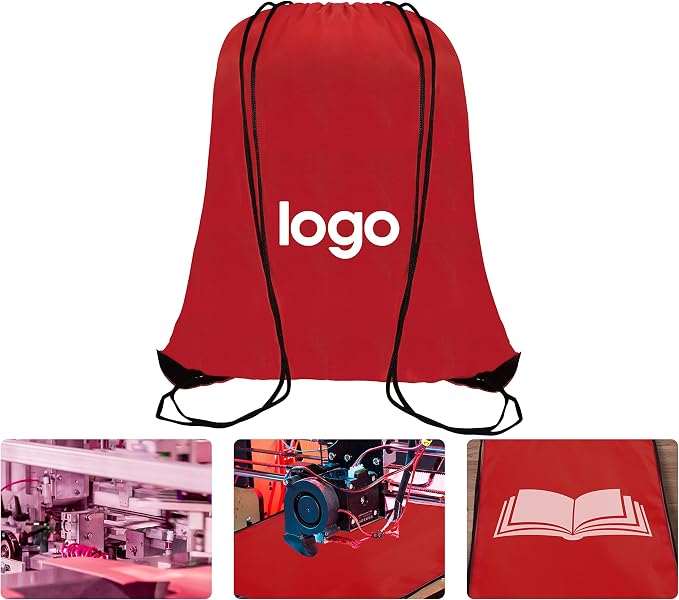 60 Pieces Red Drawstring Backpack Bags Sports Sackpack Bulk Cinch Gym Bag