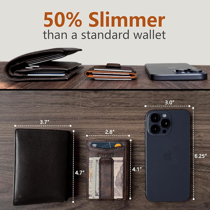 Airtag Wallet for Men- with Money Clip Gift Boxed, Magnetic Closure Slim