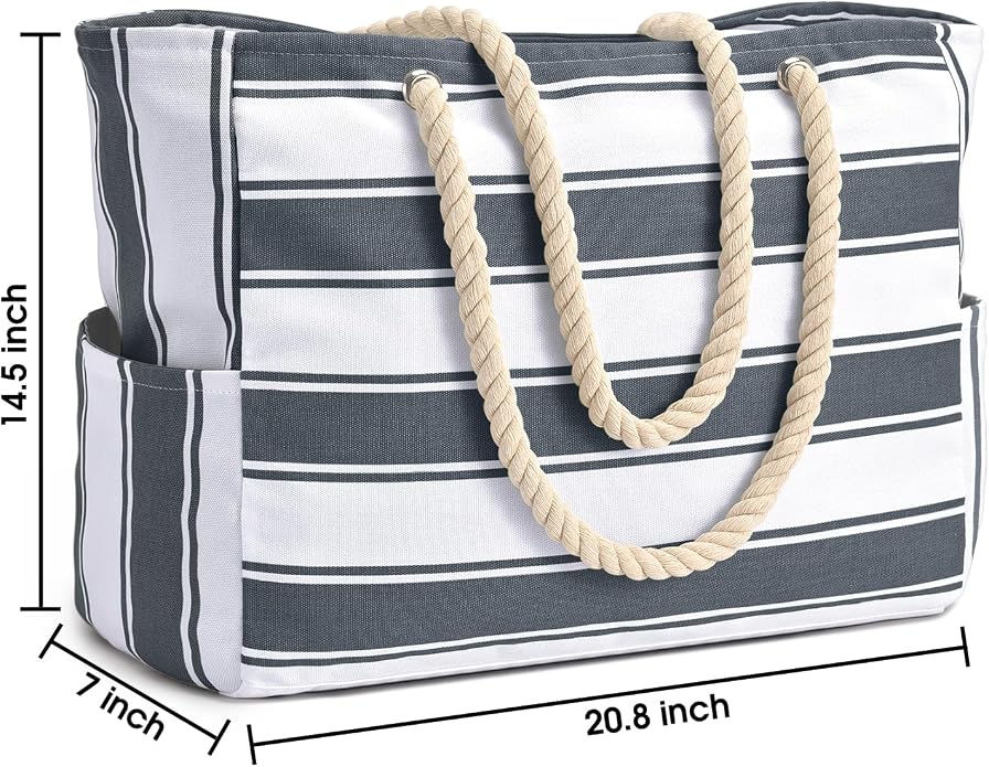 Becokan Beach Bags for Women Large Waterproof Beach Tote Bag Zipper Beach Bags