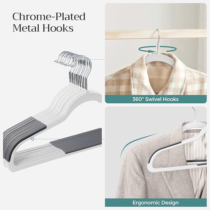 SONGMICS Clothes Hangers, Space-Saving, 0.2 Inches Thick, 17.7 Inches Wide