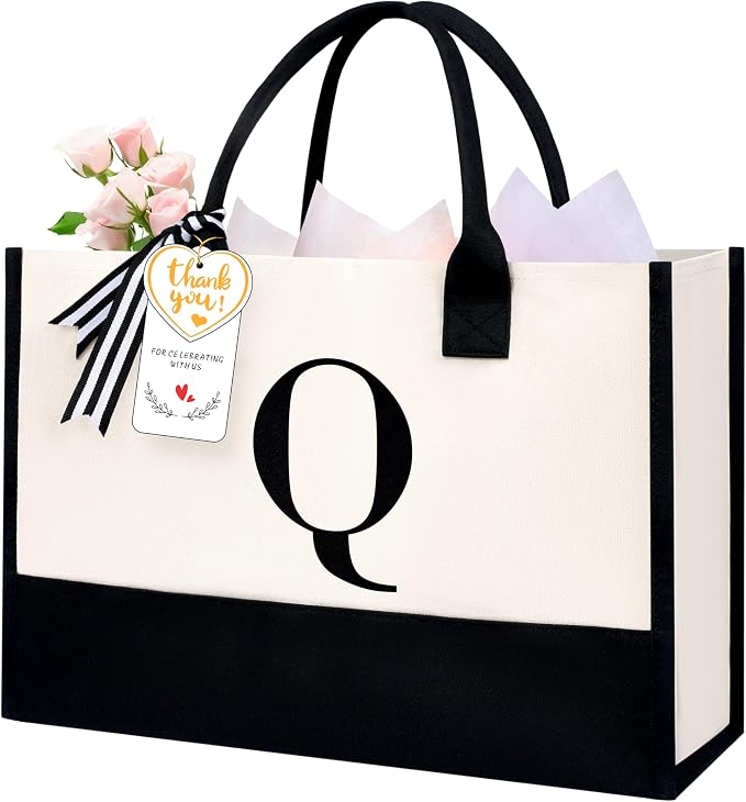 BAGAIL Initial Tote Bag, Personalized Birthday Gifts