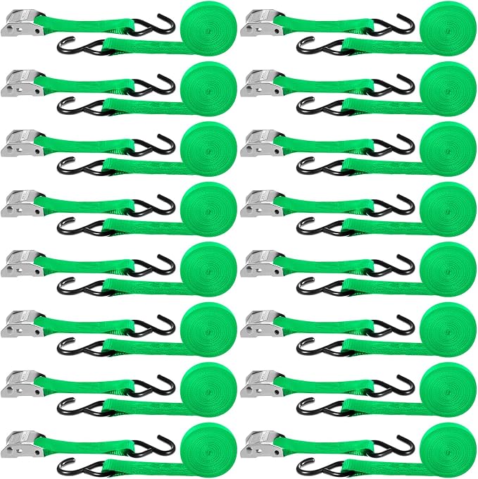 16 Pcs Cambuckle Tie Down Straps 1763lbs Break Strength Securing Straps 1'' x