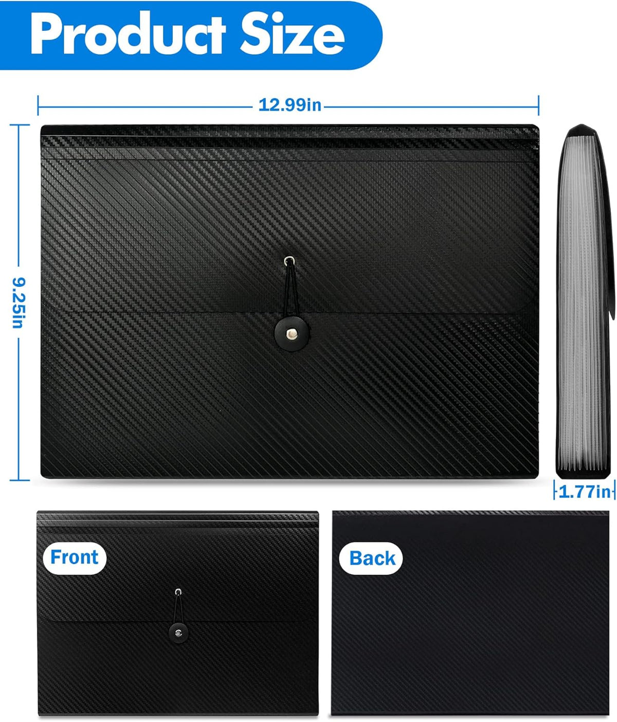 Cesil 3Pcs Expanding File Folders, 13 Pockets File Organizer Accordion File Holder with Elastic Buckles Closure, A4 Paper Document Organizer for Home School Office