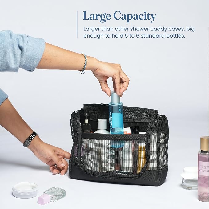 The Fine Living Portable Latex Mesh Shower Caddy Tote Bag, Gym Shower Caddy