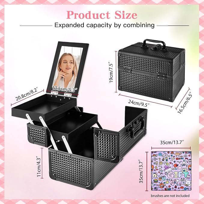 Makeup Train Case, Portable Makeup Case