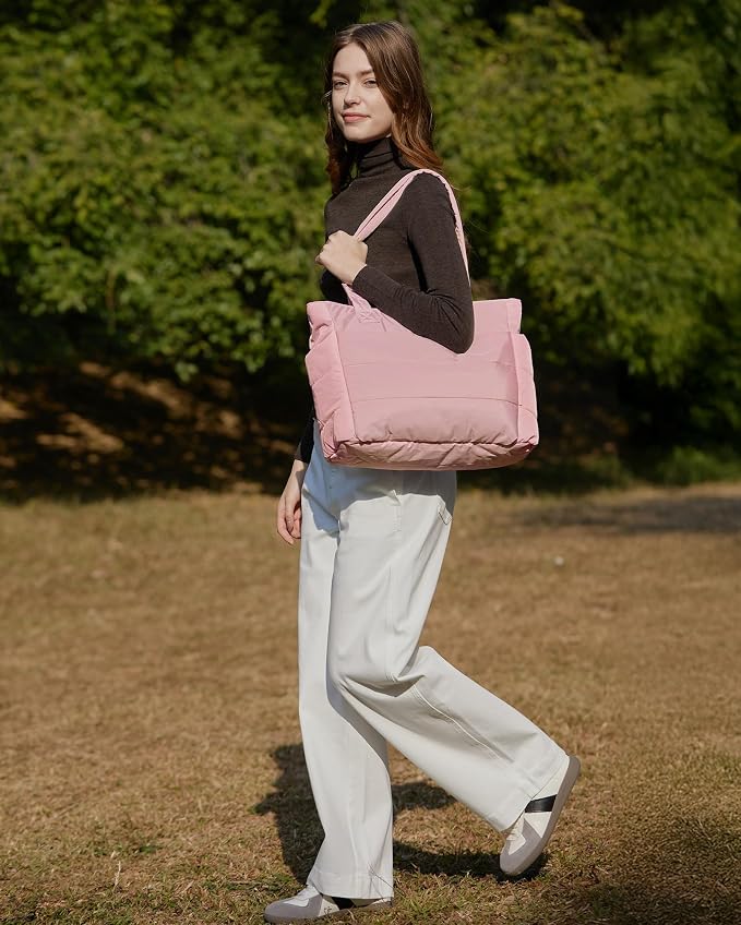 BAGSMART Tote Bag for Women, Lightweight Puffy Tote Bag