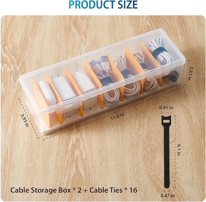 2 Pack Cable Organizer Storage Box