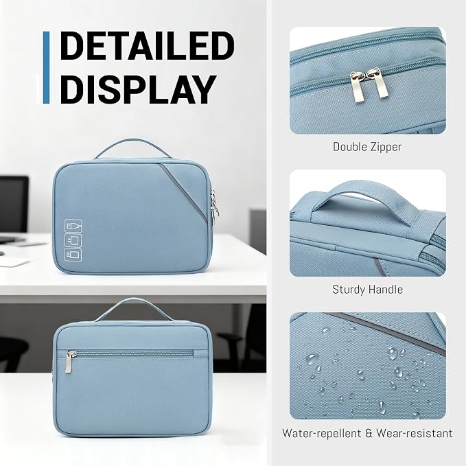 Lanola Electronic Organizer Travel Double Layer Cable Organizer Bag, Accessory