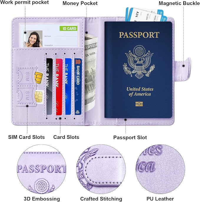 Herain Passport Holder for Travel Cruise Essentials, RFID Passports Book Card