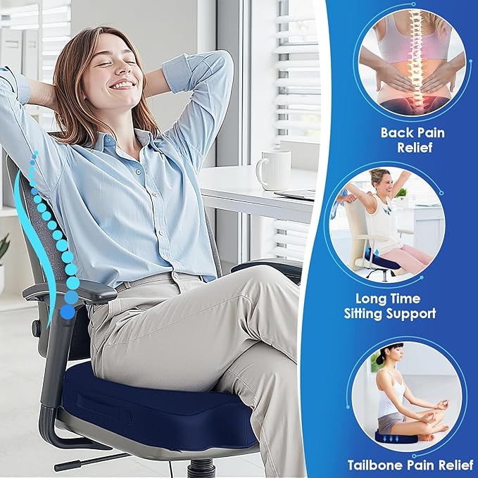 TushGuard Seat Cushion for Office Chair Memory Foam Non-Slip Desk Seat Cushion